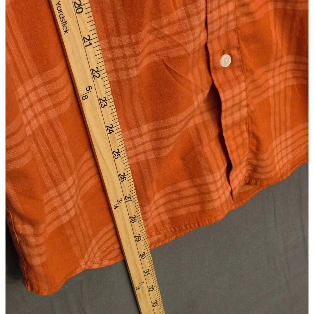 J.Crew Classic Overdyed Plaid Button-Down Shirt Mens‎ Size Medium Orange